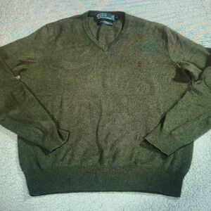 Men's Green V-Neck Sweater